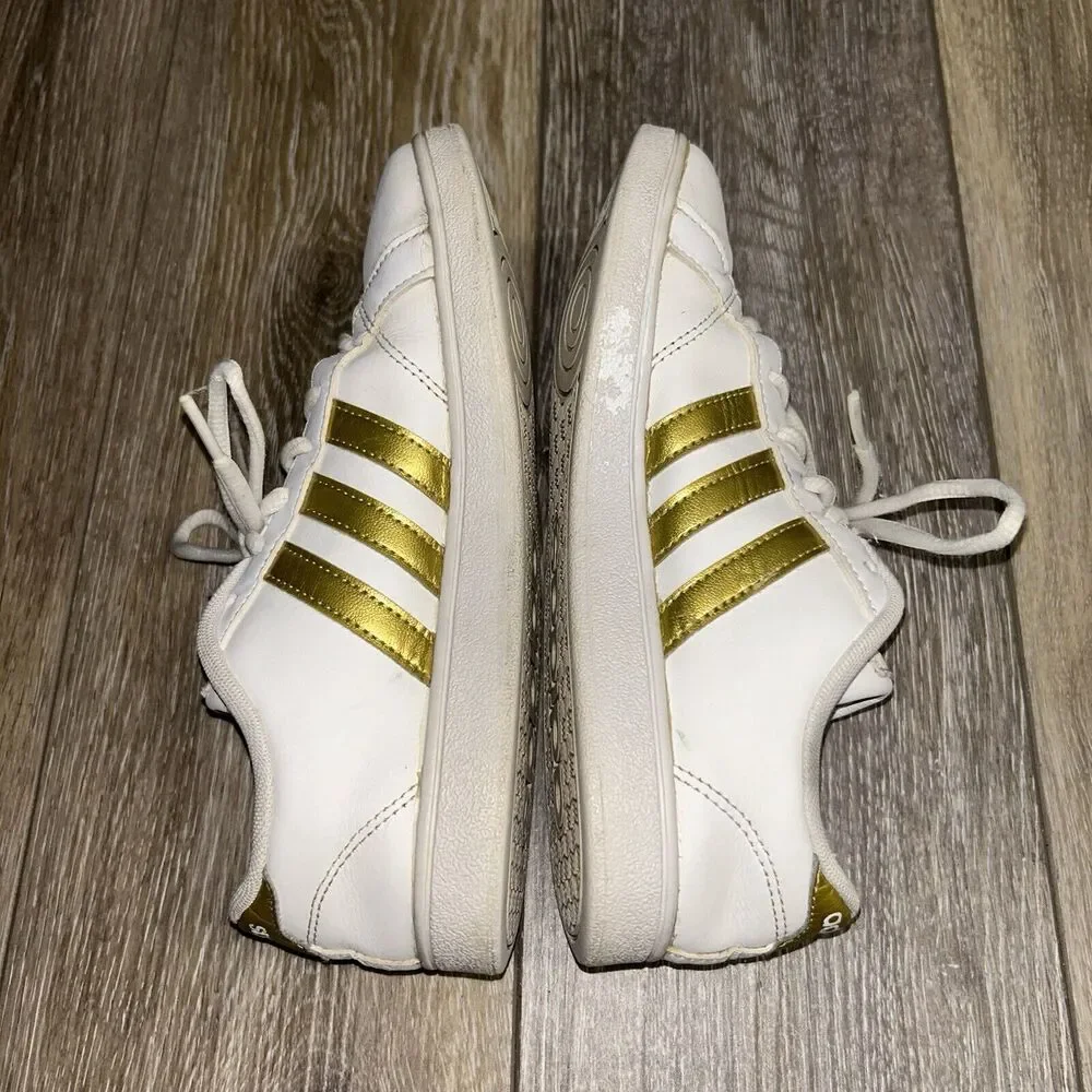 Adidas Baseline Youth US Size 3 Gold White Leather CG5844 Sneaker Shoes